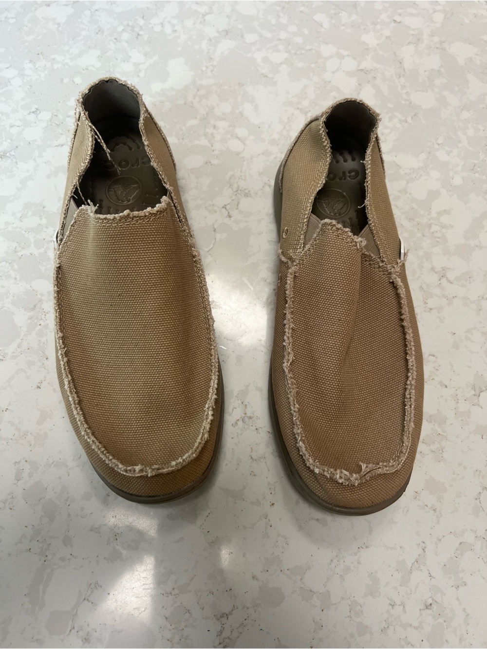 CROCS Men's Slip-On Canvas Loafers in Tan